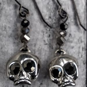 Chrome Skulls Pair of Earrings